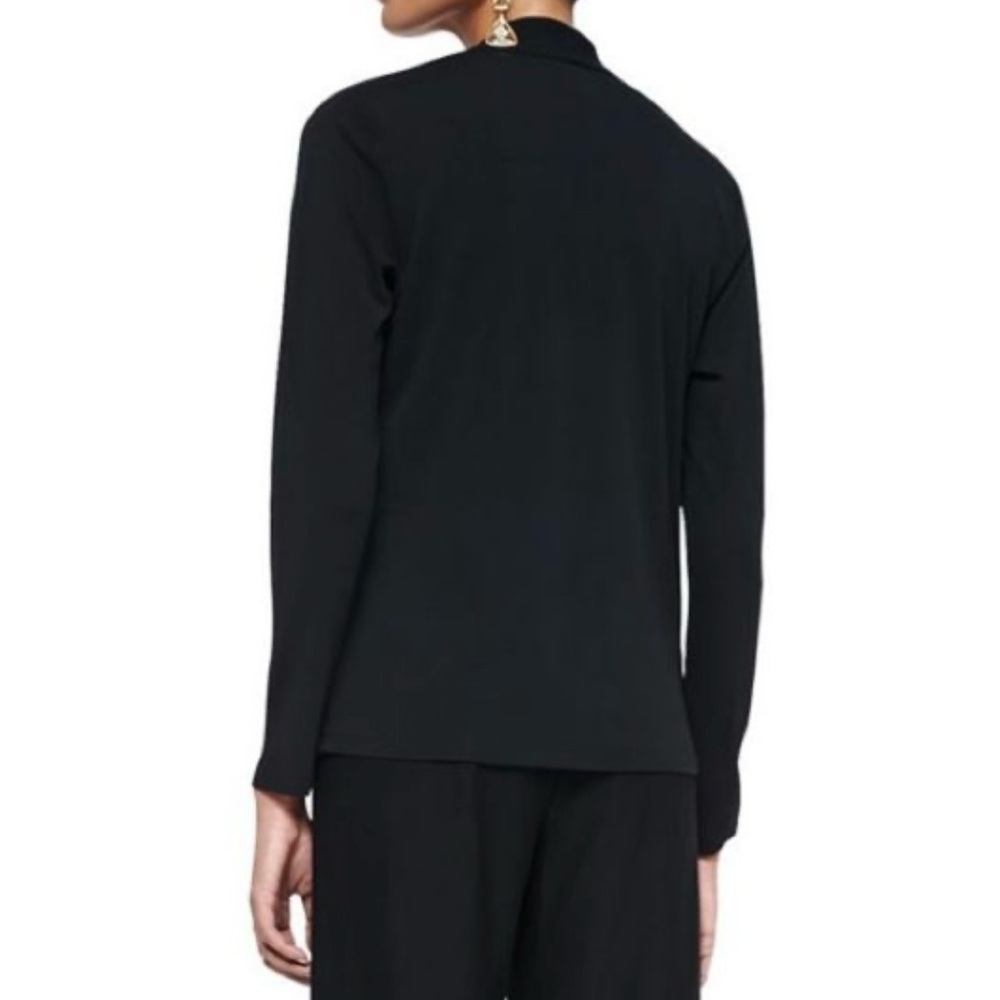 Eileen Fisher Black Silk Crossover Top Size M Long Sleeve V-Neck NWOT - Picture 3 of 5
